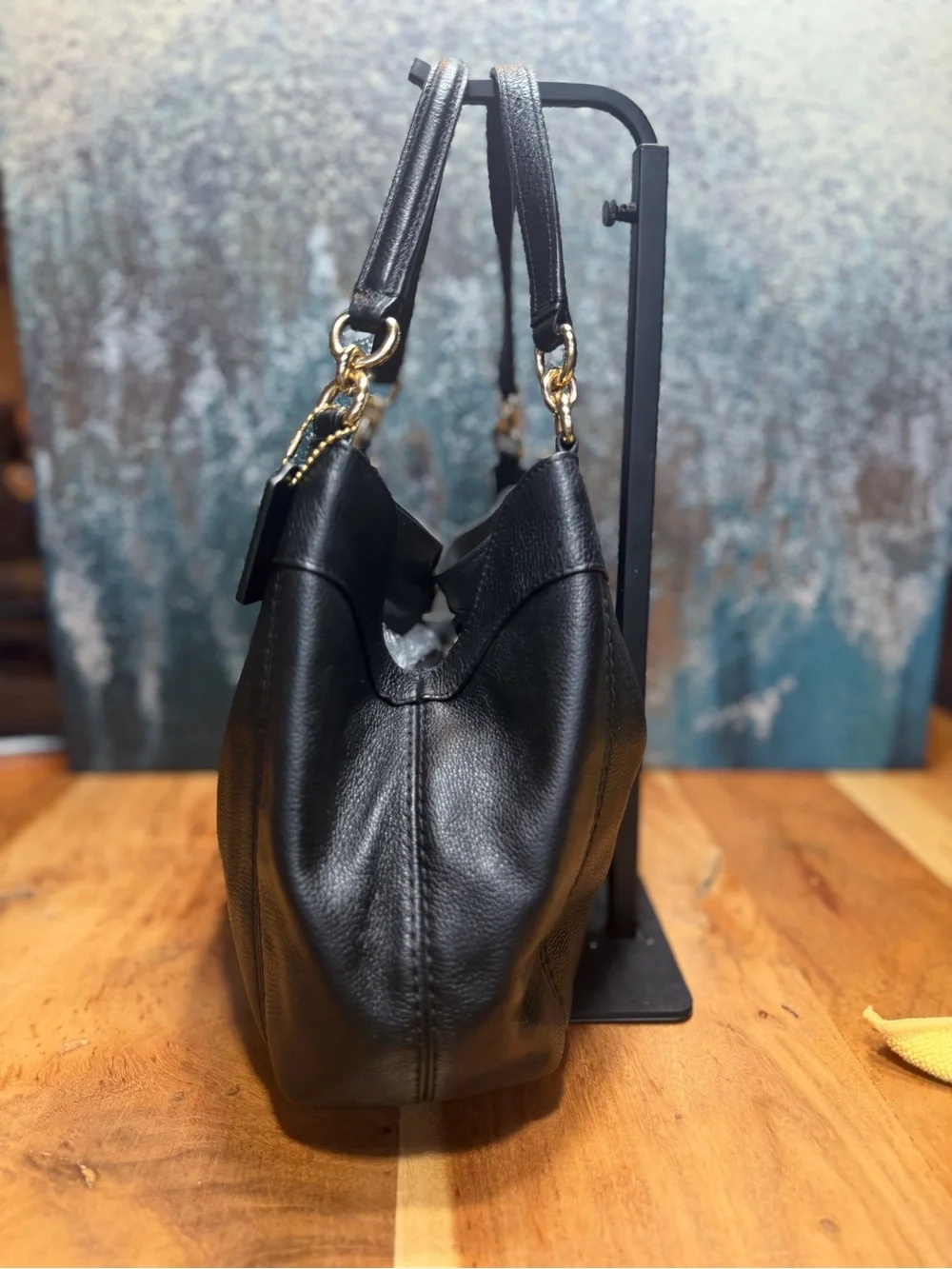 Coach Classic 2017 Lexy Black Pebble Leather Shoulder Bag Gold Hardware